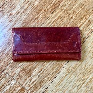 Frye Melissa Wallet - Distressed Continental Red Leather